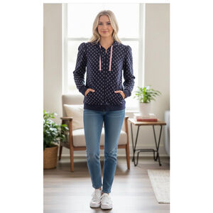 Lacey Chabert zip up sweater blue with pink (small) 18 PTP NWT